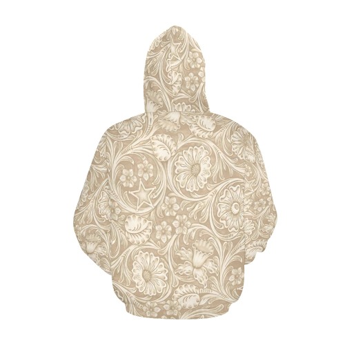 AOP Adult Tooled Cream Leather Hoodie All Over Print Hoodie for Men (USA Size) (Model H13)