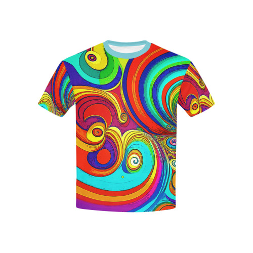 Colorful Groovy Rainbow Swirls Kids' All Over Print T-shirt (USA Size) (Model T40)