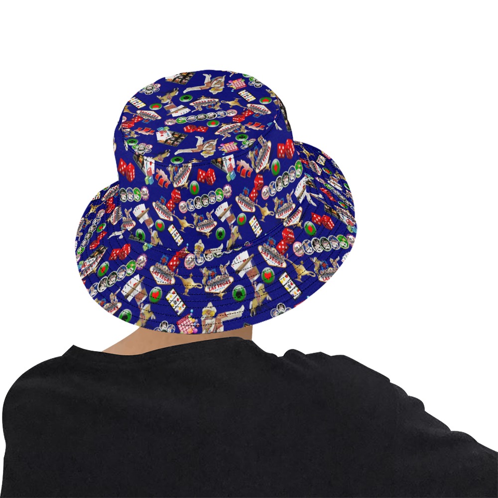 Las Vegas Icons Gamblers Delight / Blue All Over Print Bucket Hat for Men