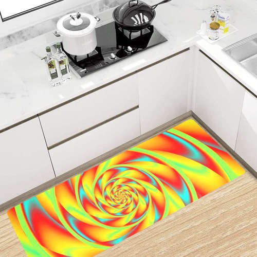 CRAZY POWER SPIRAL - neon colored Kitchen Mat 48"x17"