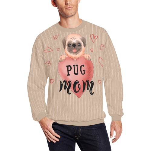 Pugmom  Sweatshirt Unisex Men's Oversized Fleece Crew Sweatshirt (Model H18)