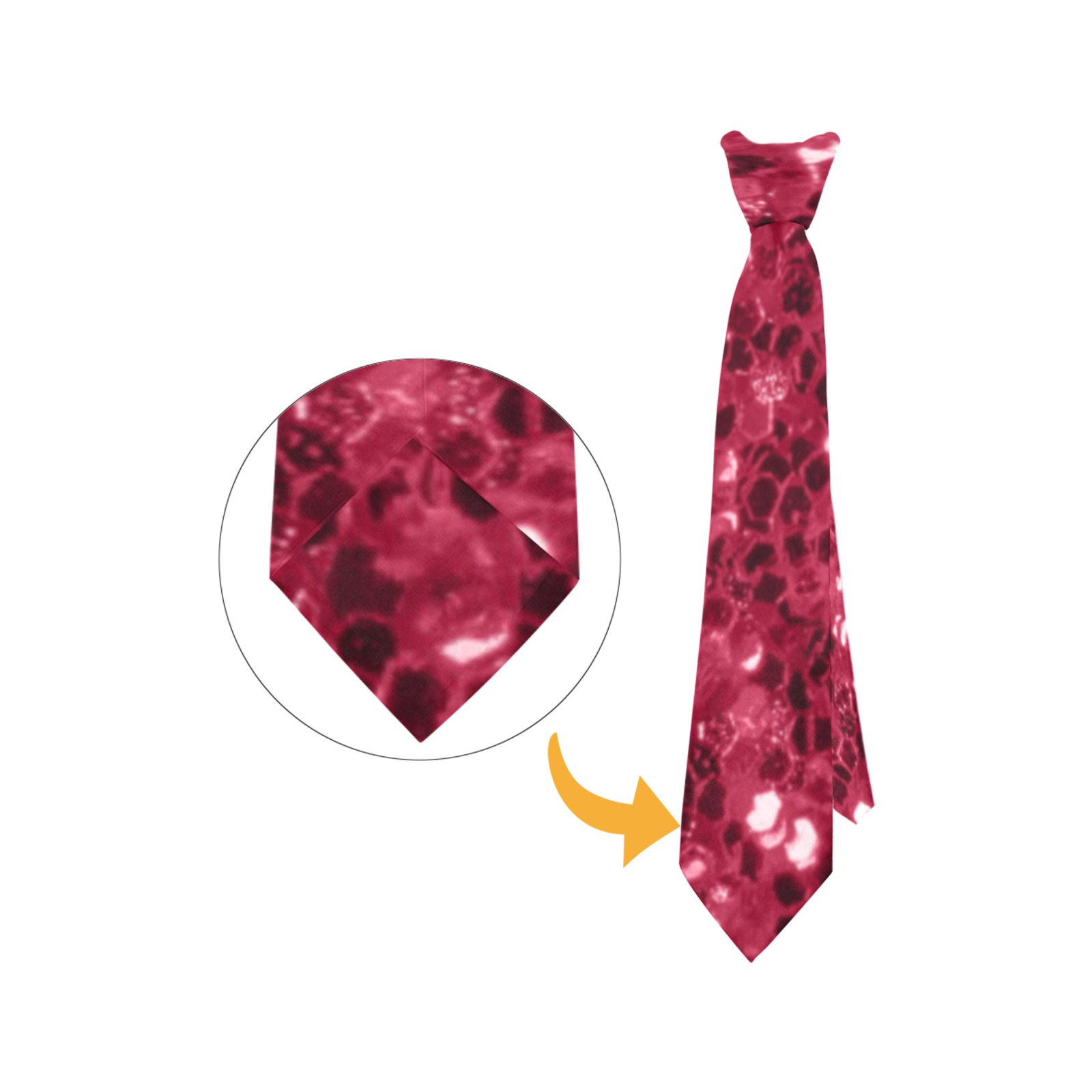 Magenta dark pink red faux sparkles glitter Custom Peekaboo Tie with Hidden Picture