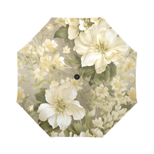 Wedding Floral White/Yellow Auto Umbrella