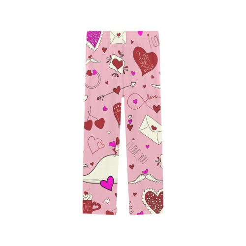Valentine's Day LOVE HEARTS pattern red pink Women's Pajama Trousers