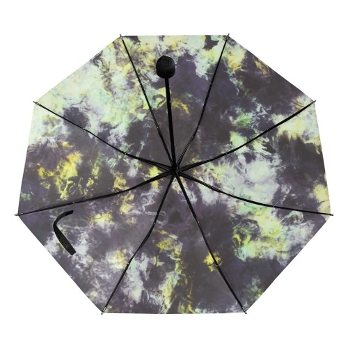 Green and black colorful marbling Anti-UV Foldable Umbrella (Underside Printing) (U07)