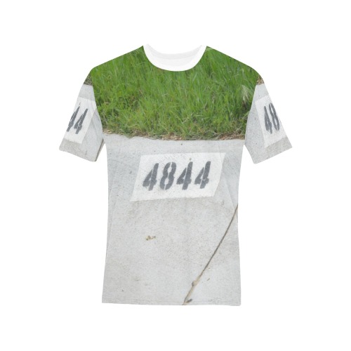 Street Number 4844 with white collar Men's All Over Print T-Shirt (Solid Color Neck) (Model T63)