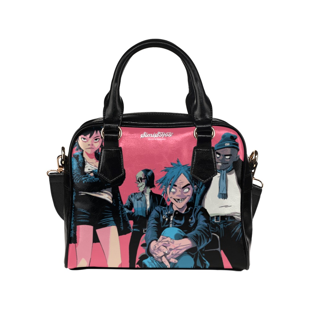 Gorillaz illustrated Pink Shoulder Handbag (Model 1634)