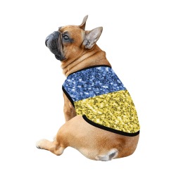 Blue yellow Ukraine flag glitter faux sparkles All Over Print Pet Tank Top