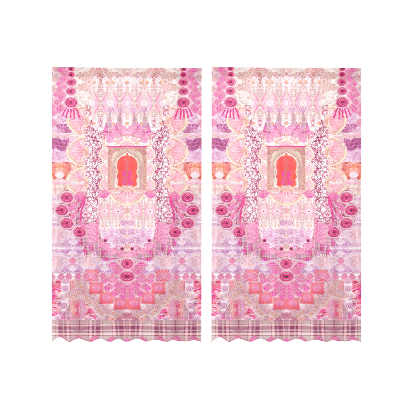 fiesta pink Gauze Curtain 28"x63" (Two-Piece)