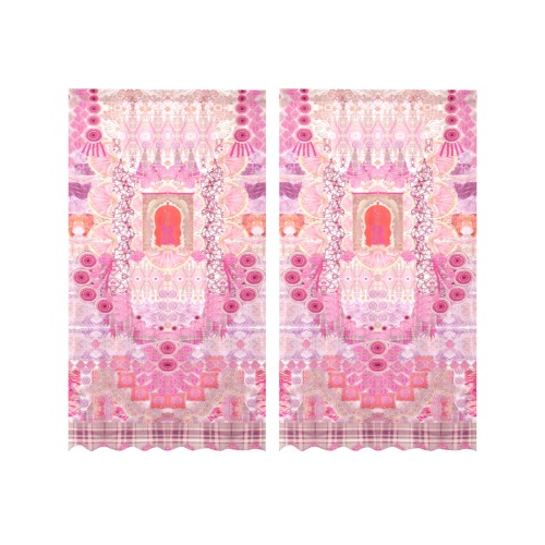 fiesta pink Gauze Curtain 28"x63" (Two-Piece)