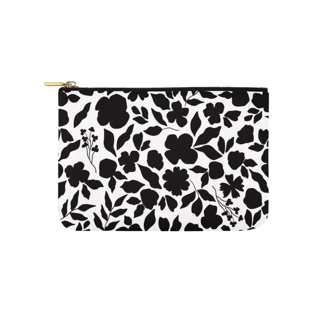 BW Simple garden flowers 23B Carry-All Pouch 9.5''x6''