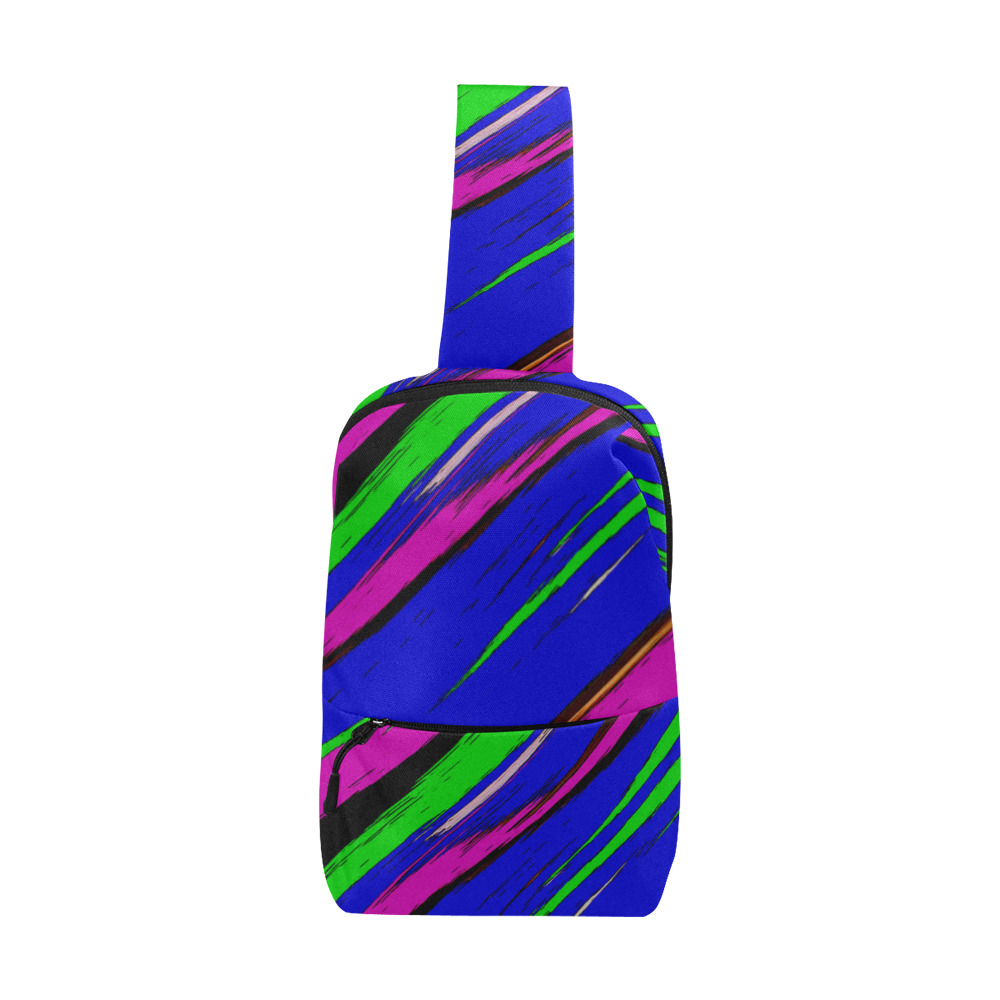 Diagonal Green Blue Purple And Black Abstract Art Chest Bag (Model 1678)