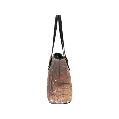 Falling tree in the woods Leather Tote Bag/Small (Model 1640)