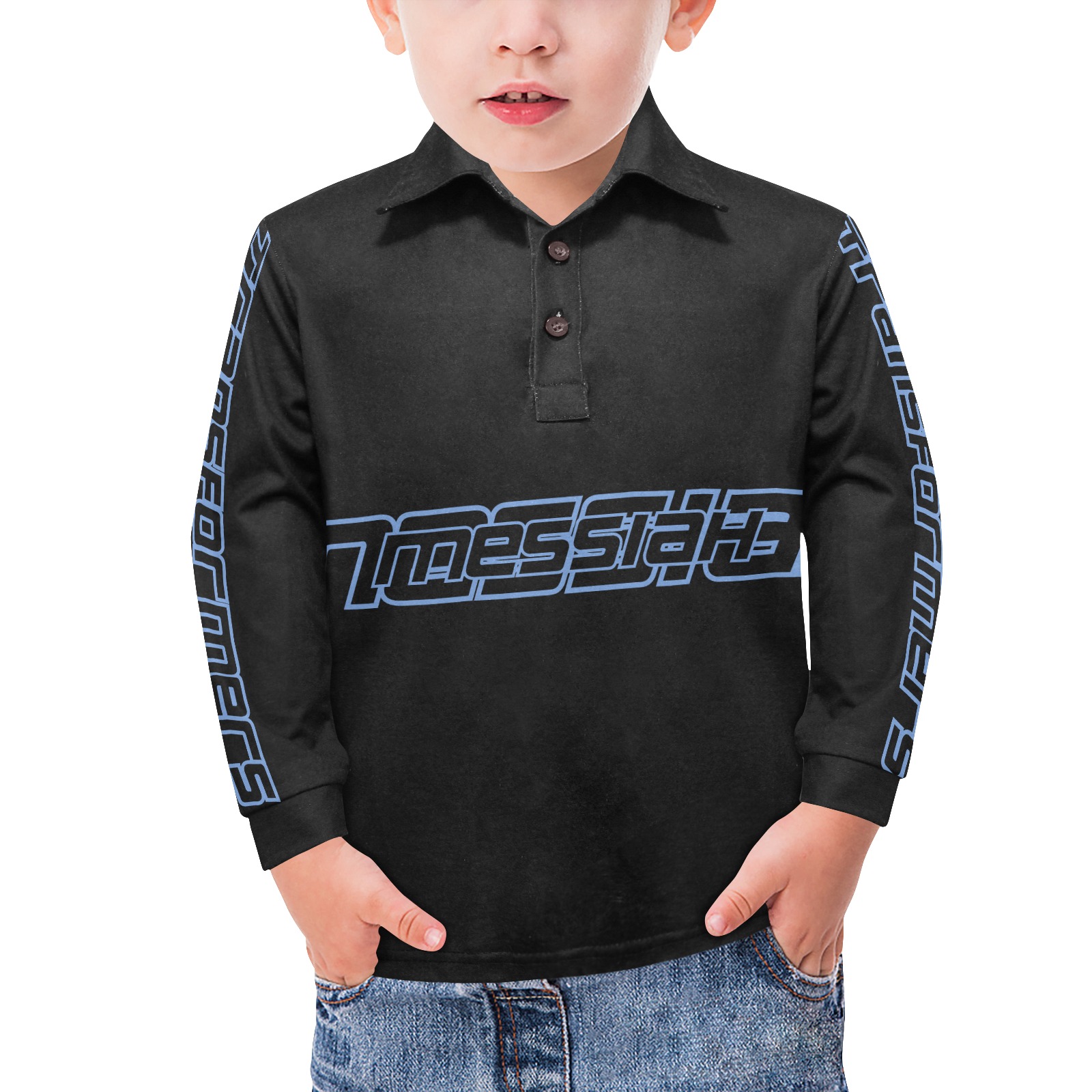 Boys name shirt Little Boys' All Over Print Long Sleeve Polo Shirt (Model T73)