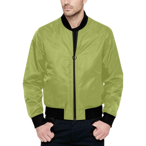 green jacket All Over Print Quilted Bomber Jacket for Men (Model H33)