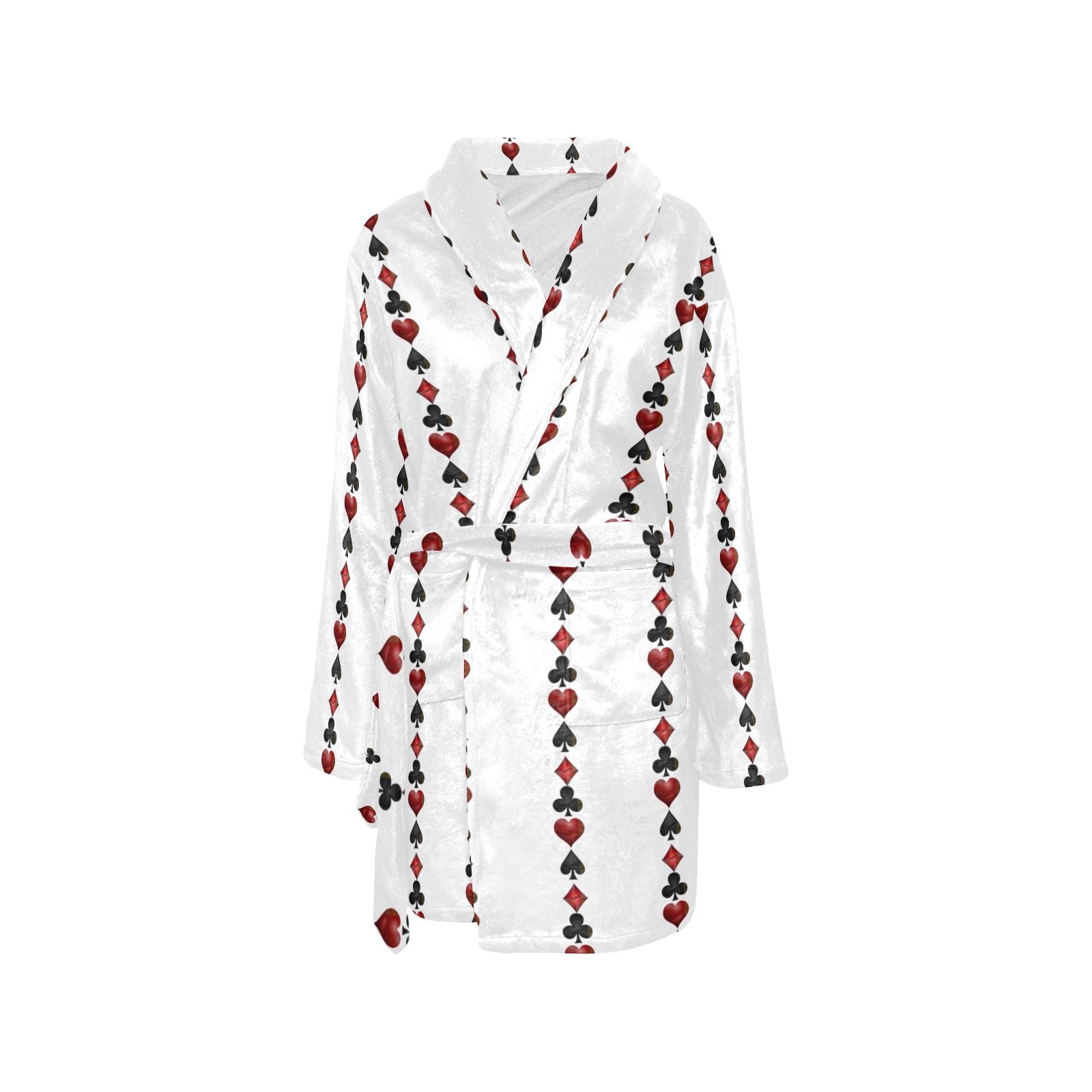 Black Red Playing Card Shapes - White Women's All Over Print Night Robe