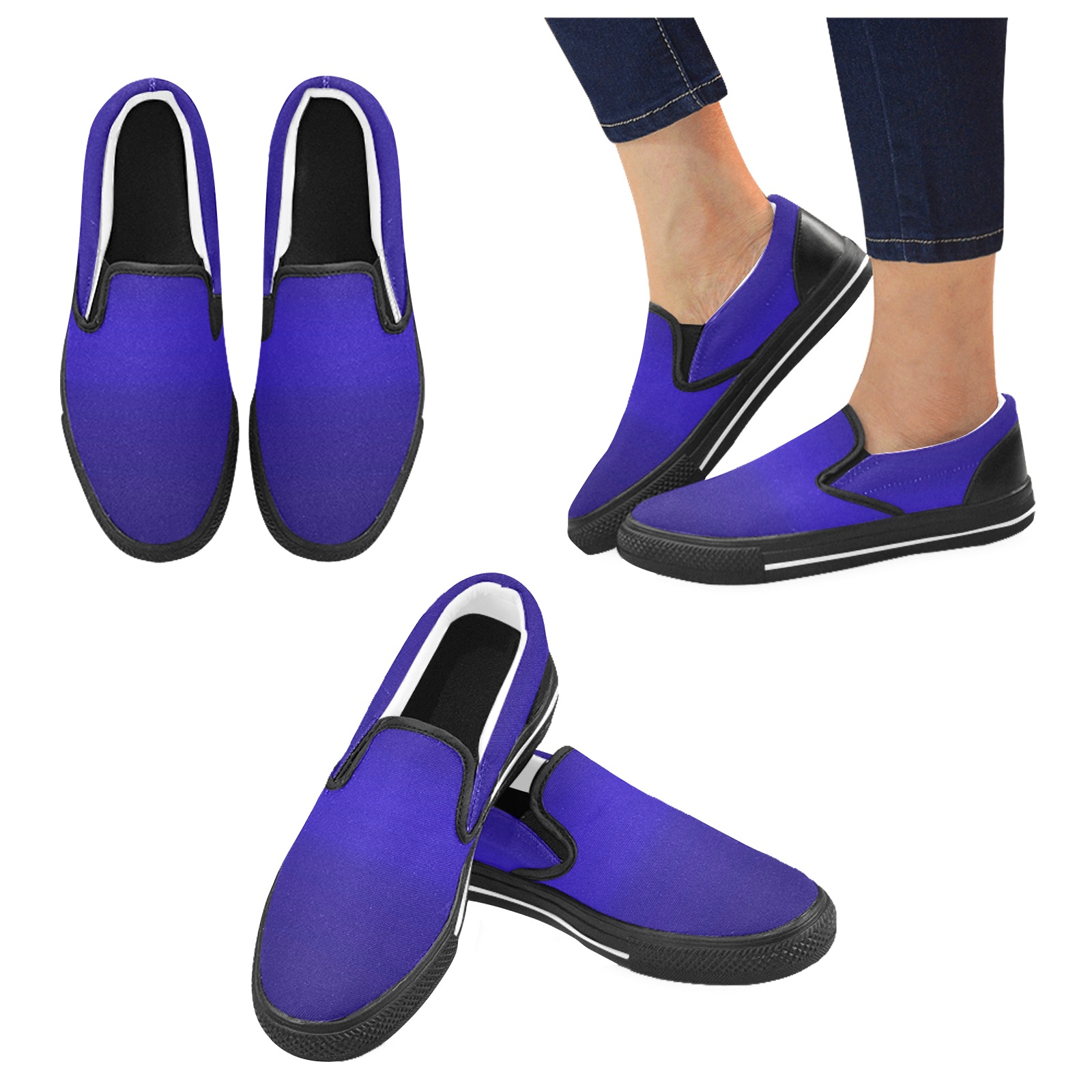 blu pur black Men's Slip-on Canvas Shoes (Model 019)