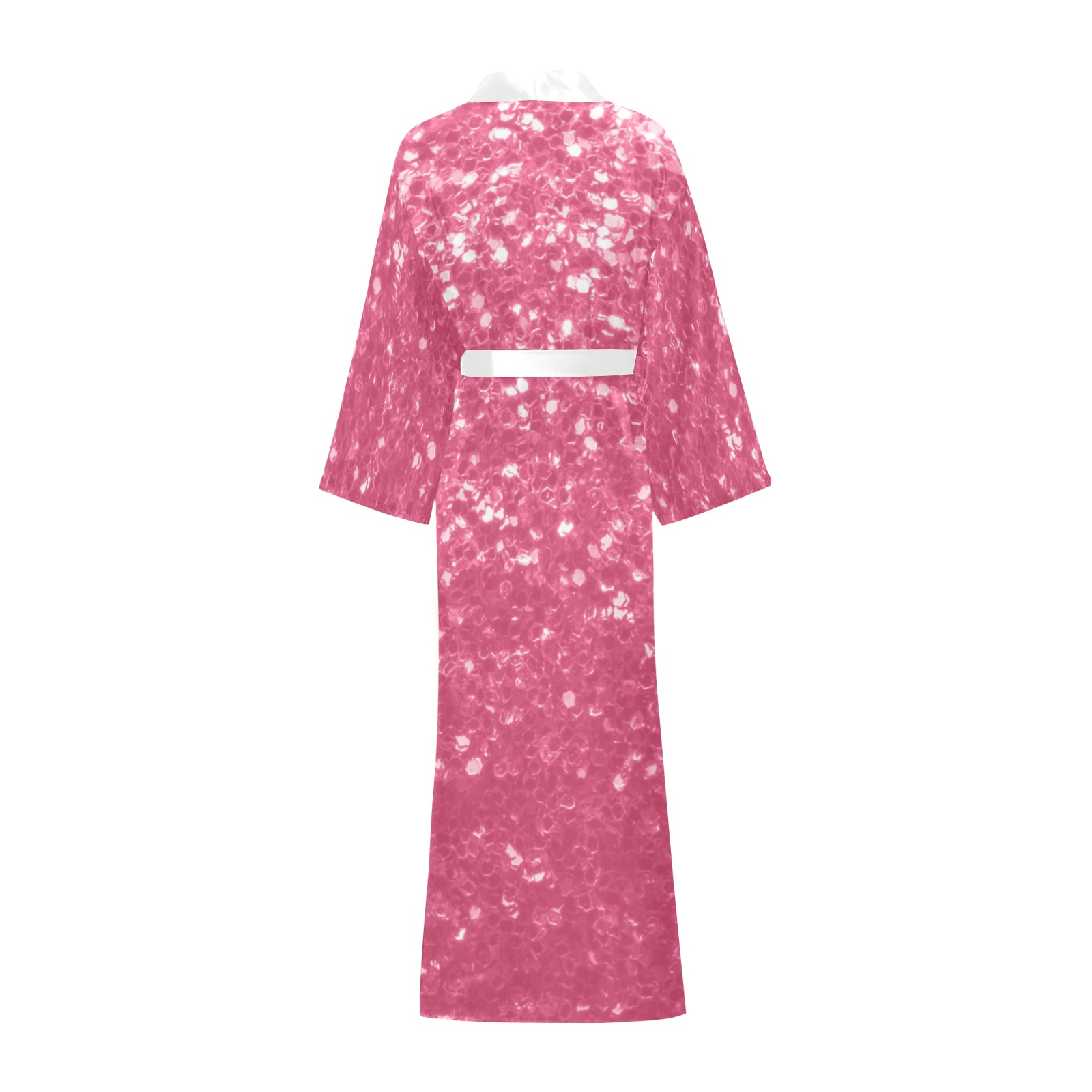 Magenta light pink red faux sparkles glitter Long Kimono Robe