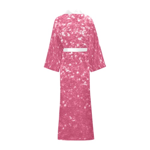 Magenta light pink red faux sparkles glitter Long Kimono Robe