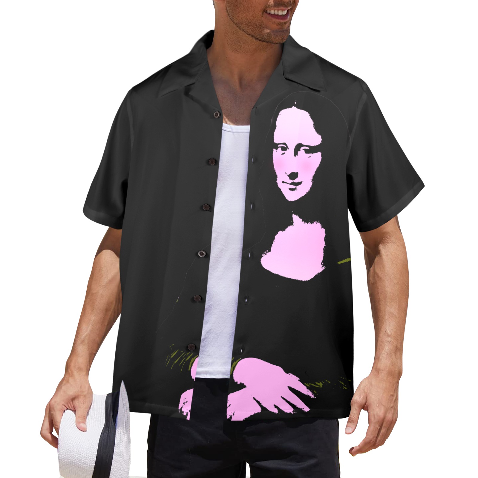 Mona Lisa Pop Art Style Men's All Over Print Hawaiian Shirt (Model T58)