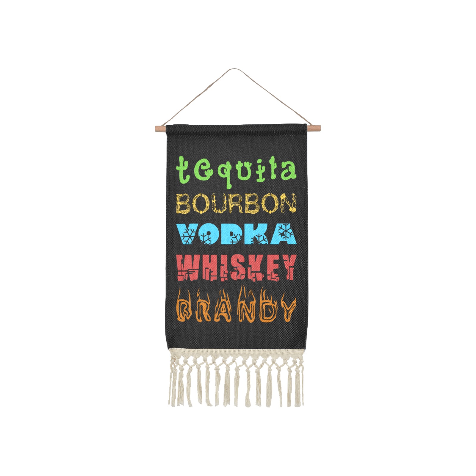 Colorful strong drinks names in decorative fonts. Linen Hanging Poster