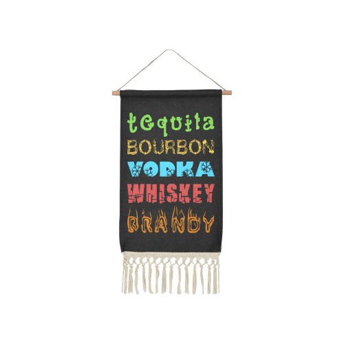 Colorful strong drinks names in decorative fonts. Linen Hanging Poster