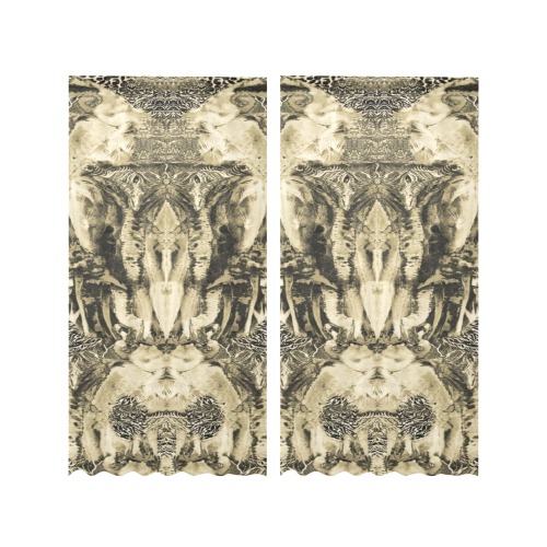 elephant 28 Gauze Curtain 28"x84" (Two-Piece)
