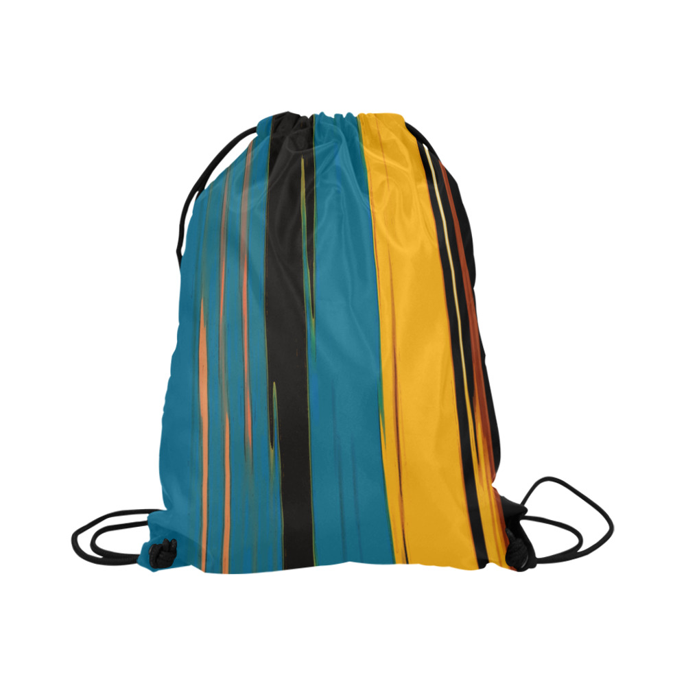 Black Turquoise And Orange Go! Abstract Art Large Drawstring Bag Model 1604 (Twin Sides)  16.5"(W) * 19.3"(H)