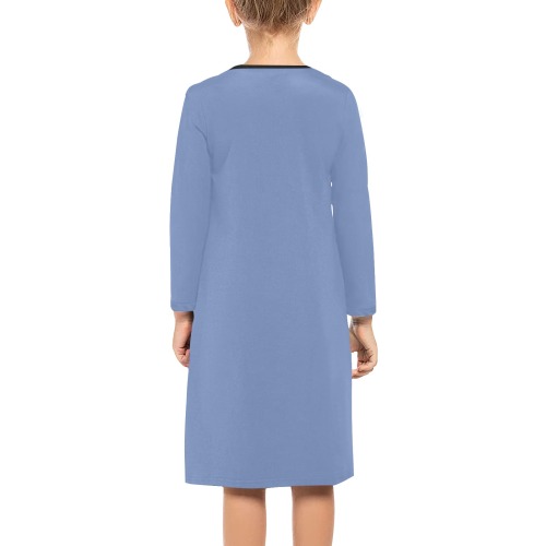 Foxy Roxy Blue Girls' Long Sleeve Dress (Model D59)