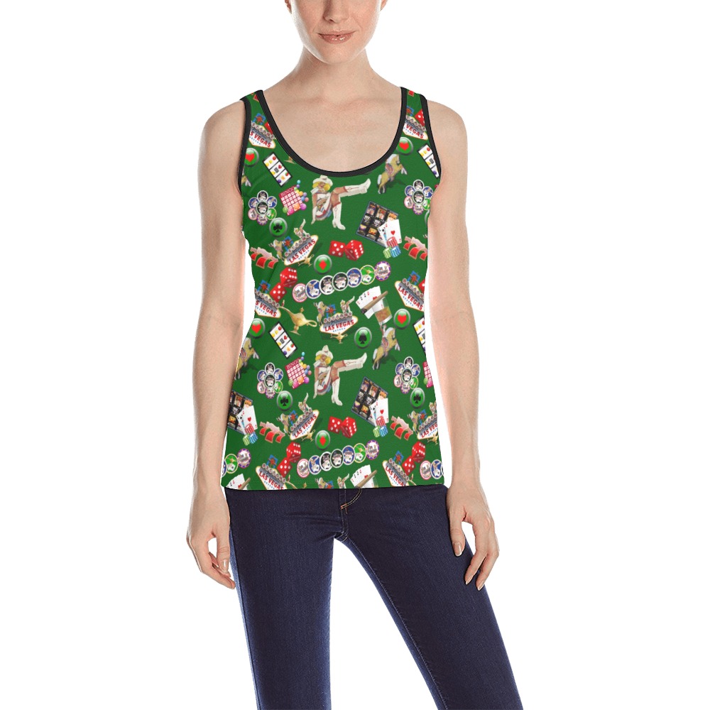 Las Vegas Icons Gamblers Delight / Green All Over Print Tank Top for Women (Model T43)