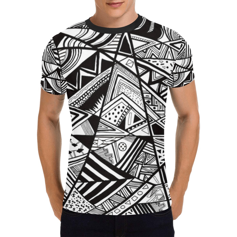 RR Geometric Freedom Eclectic All Over Print T-Shirt for Men (USA Size) (Model T40)
