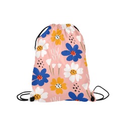 Trendy Retro Floral Medium Drawstring Bag Model 1604 (Twin Sides) 13.8"(W) * 18.1"(H)