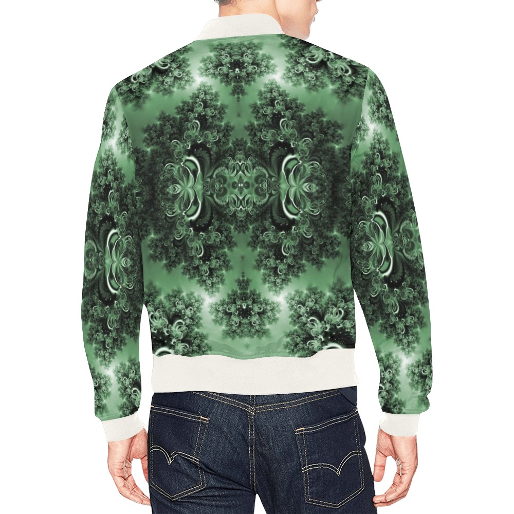 Deep in the Forest Frost Fractal All Over Print Bomber Jacket for Men (Model H19)