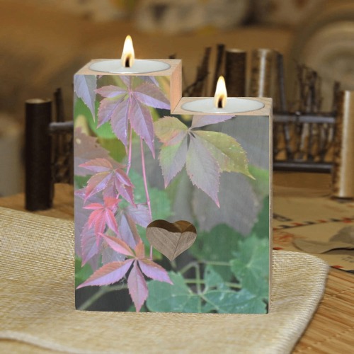 Languages of Leaves Wooden Candle Holder (Without Candle)