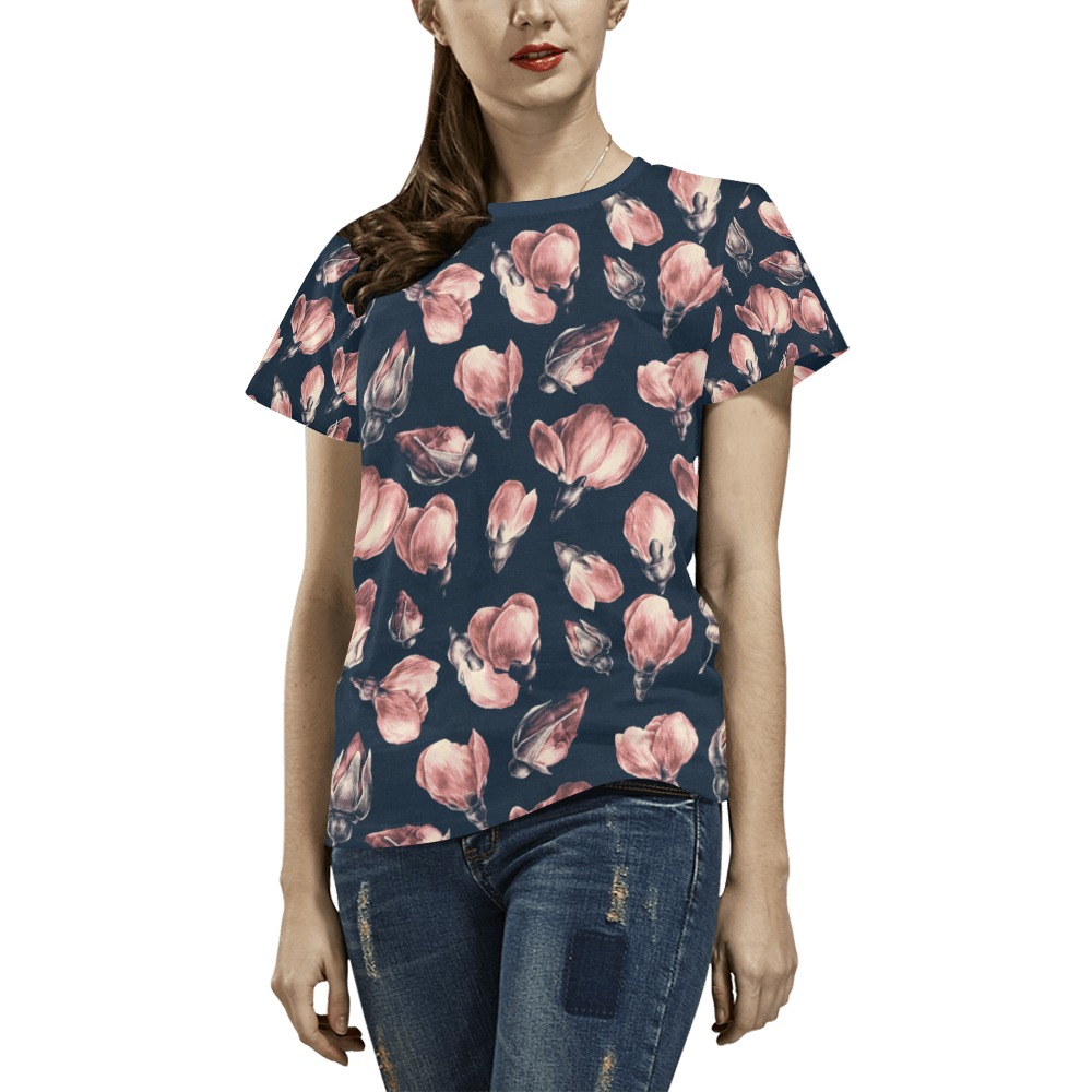 Tulips All Over Print T-Shirt for Women (USA Size) (Model T40)