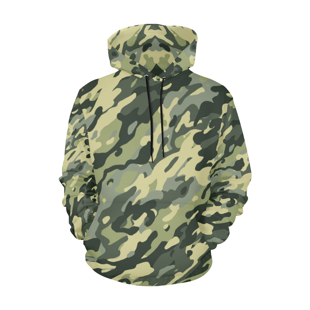 Modern Jungle Fashion Camouflage All Over Print Hoodie for Women (USA Size) (Model H13)