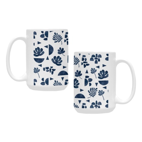 Simple_Indigo_Nature_Shapes Custom Ceramic Mug (15OZ)