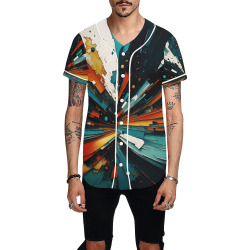 Abstract Blue And Orange 607 All Over Print Baseball Jersey for Men (Model T50)