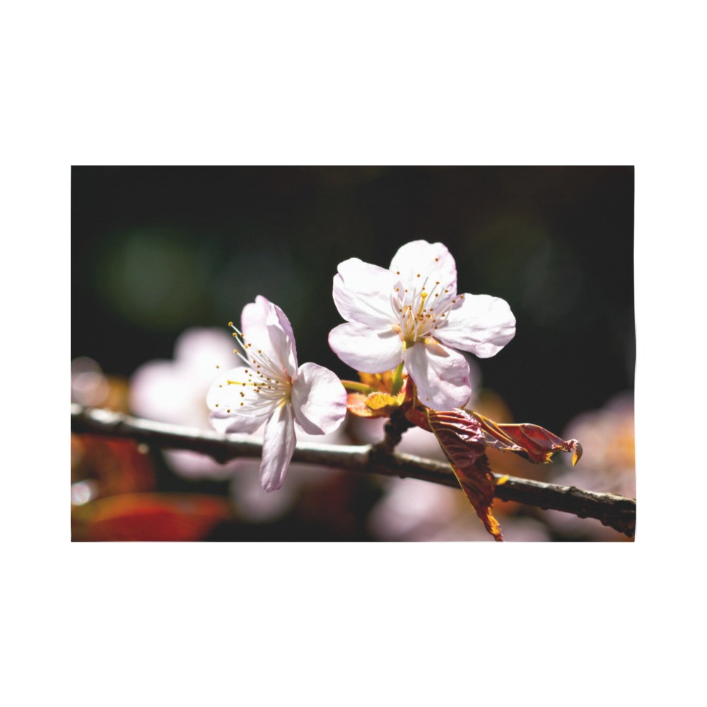 Sunlit sakura flowers. Play of light and shadows. Polyester Peach Skin Wall Tapestry 90"x 60"