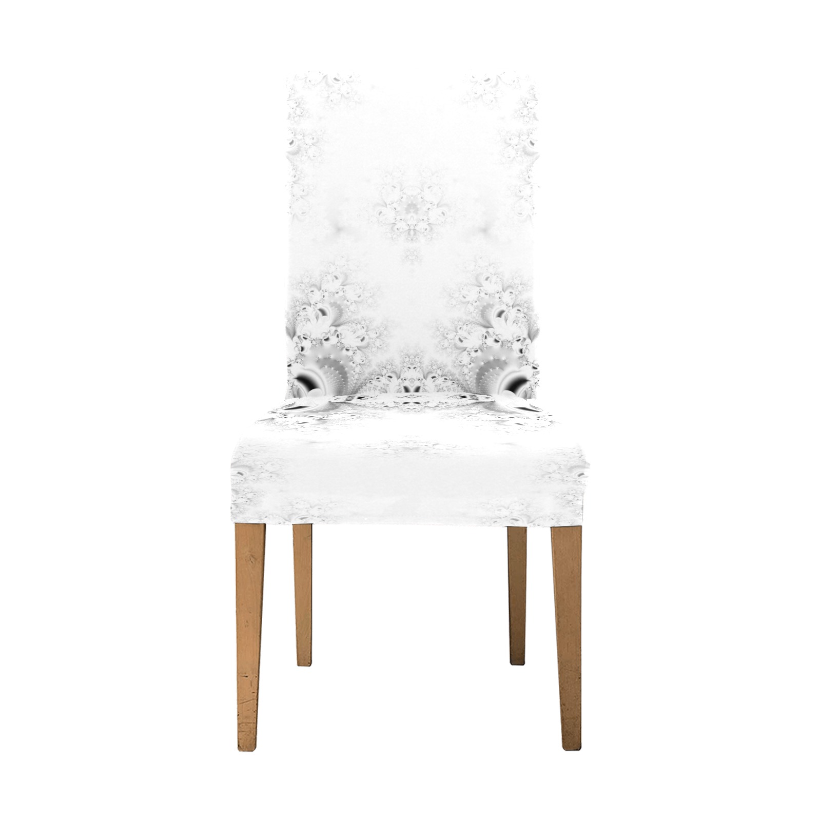 Snowy Winter White Frost Fractal Chair Cover (Pack of 4)