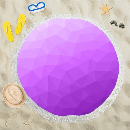 Purple gradient geometric mesh pattern Circular Beach Shawl 59"x 59"