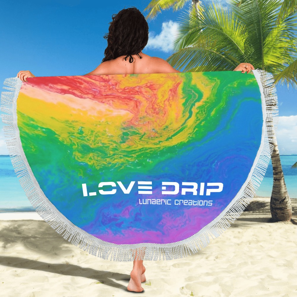 Love Drip Beach Blanket #2 Circular Beach Shawl 59"x 59"