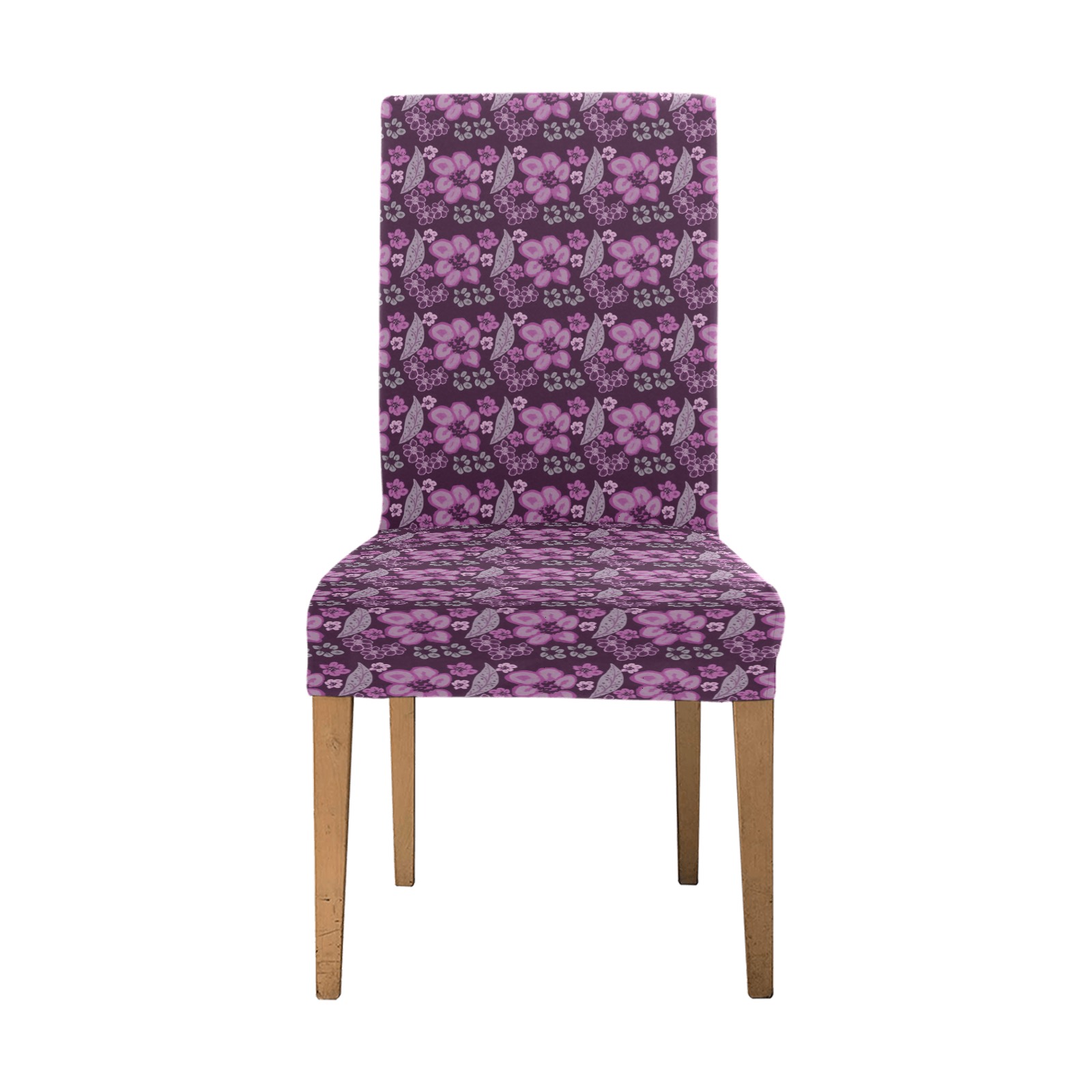 Unique Purple Floral Pattern Removable Dining Chair Cover