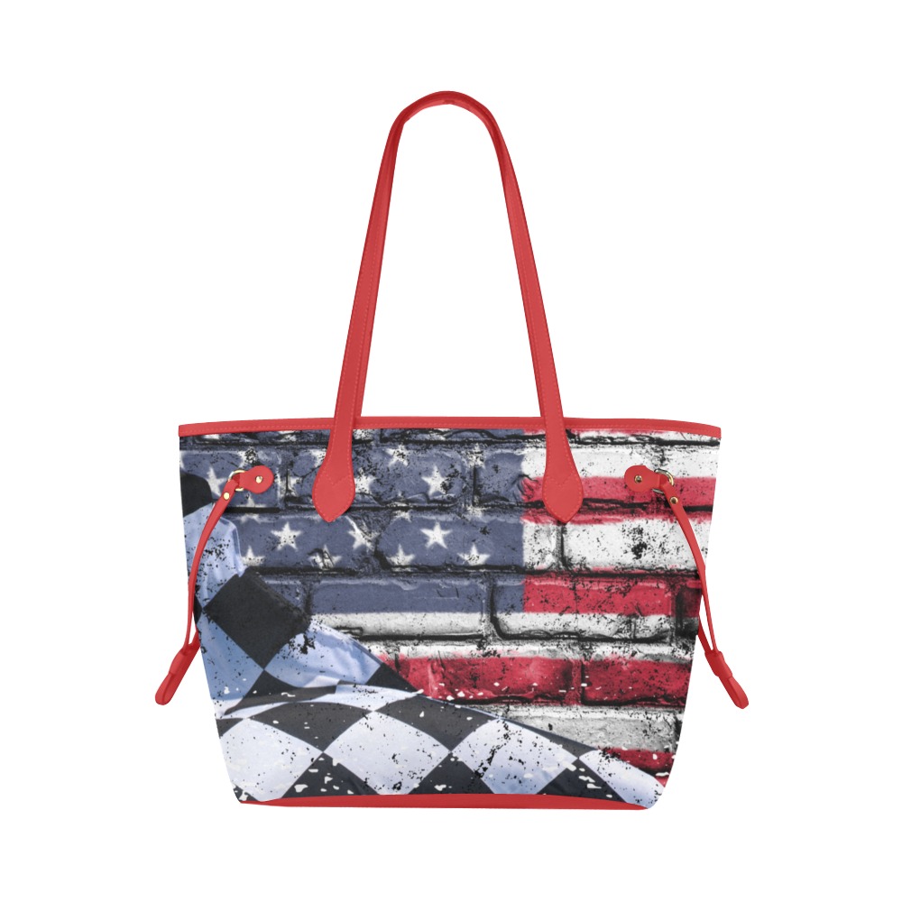 flag and checkered flag brick Clover Canvas Tote Bag (Model 1661)