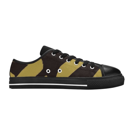 Tribal Black and Gold Women's Classic Canvas Shoes (Model 018)