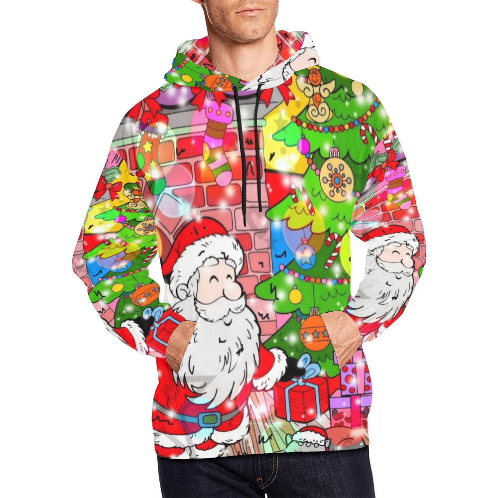 Santa Christmas by Nico Bielow All Over Print Hoodie for Men (USA Size) (Model H13)