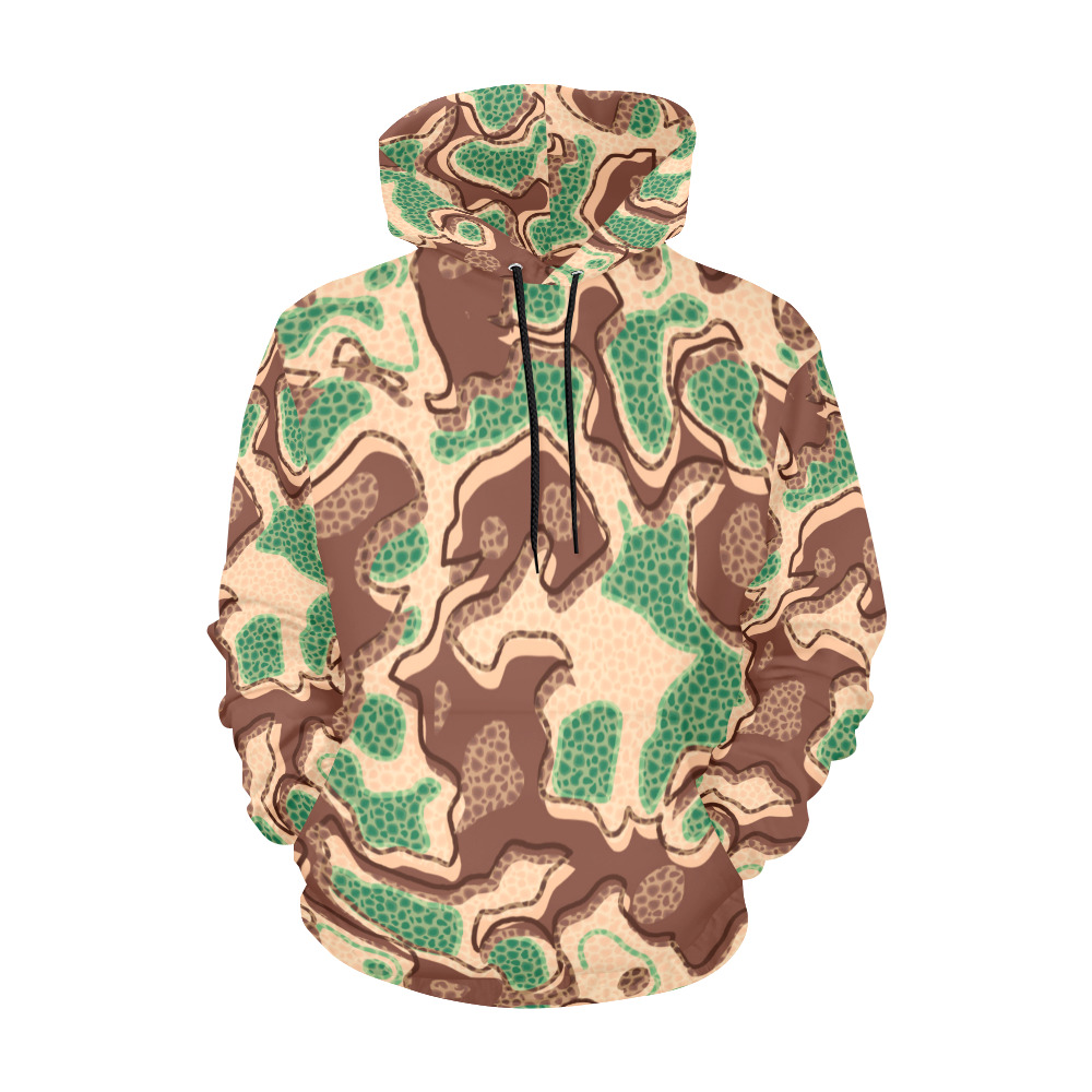 Modern Fashion Military Cheetah Camouflage All Over Print Hoodie for Women (USA Size) (Model H13)