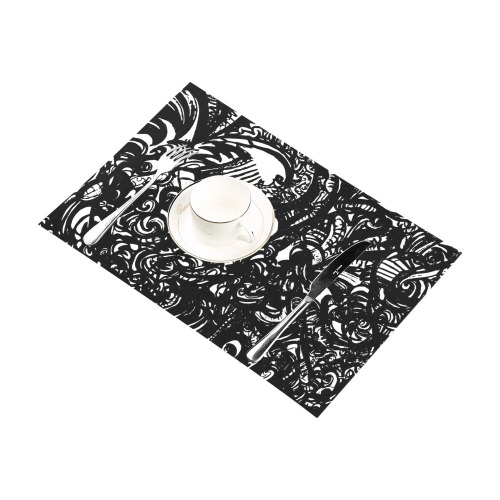 Black and white Abstract graffiti Placemat 12’’ x 18’’ (Set of 2)