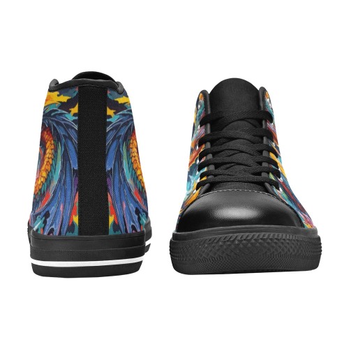 Fantasy fire dragons, flames and smoke art. Men’s Classic High Top Canvas Shoes (Model 017)