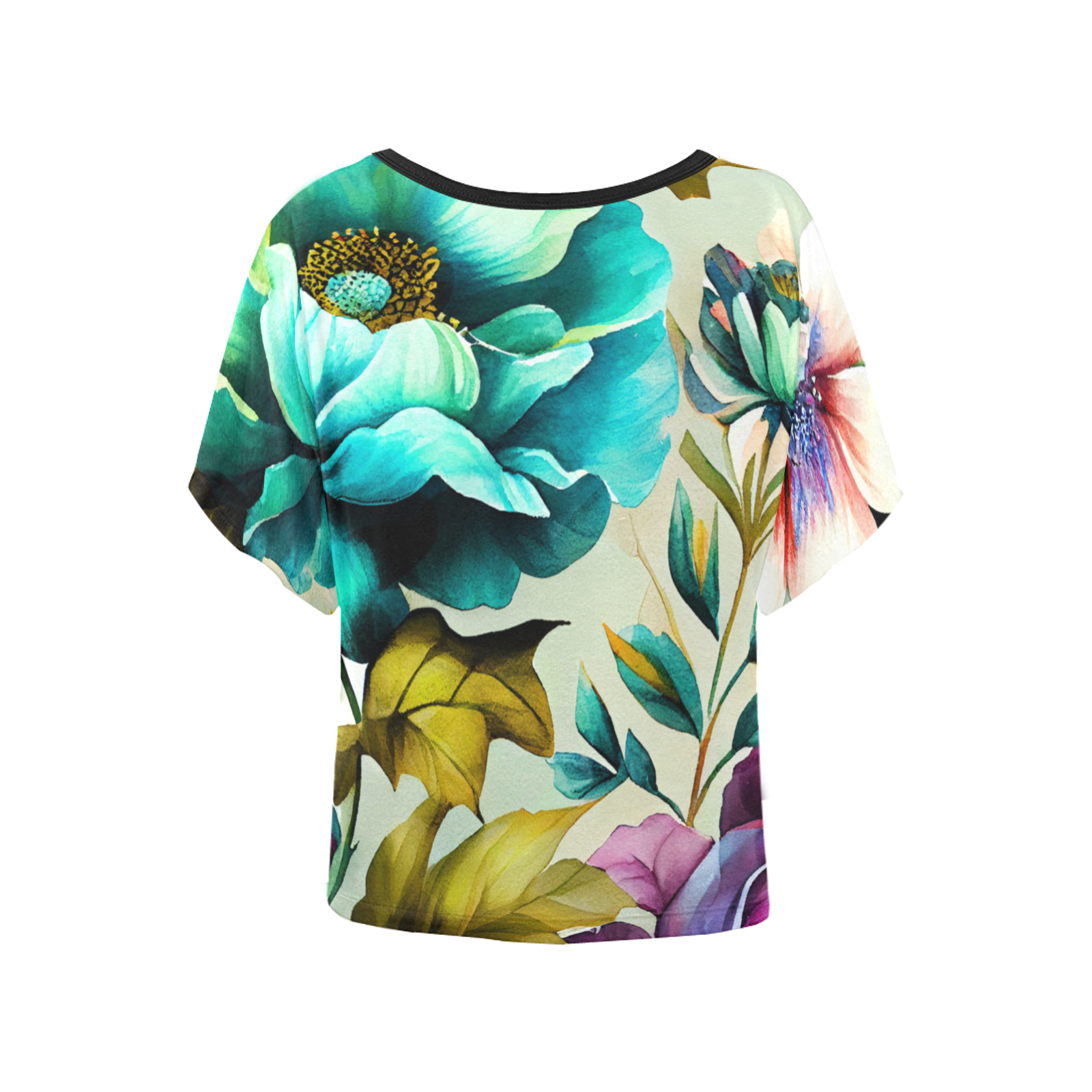 flowers botanic art (3) all over print tshirt Women's Batwing-Sleeved Blouse T shirt (Model T44)